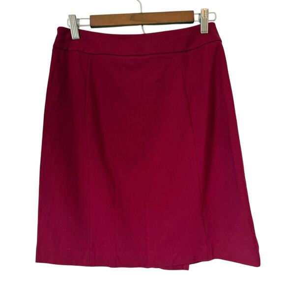 Talbots Women's 4P Vintage Red Ponte Wrap Acadamia Preppy Career Modest Skirt - Picture 7 of 14